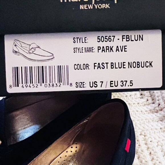 GORGEOUS Marc Joseph Park Ave Fast Blue Nubuck Leather Buckle Loafer - Picture 7 of 8